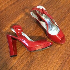 Red patent shoes