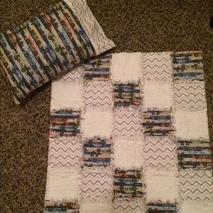 Handmade baby/toddler rag quilt and pillow set
