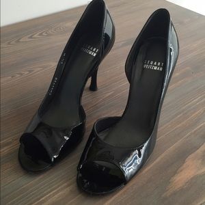 Stuart Weitzman Peep Toe Pumps / Black Patent / Like new! Worn twice!