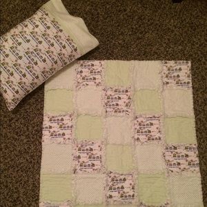 Handmade baby/toddler rag quilt and pillow set