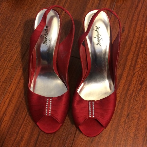 Red fabric heels