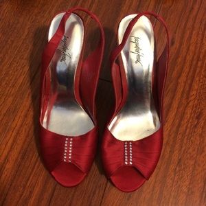 Red fabric heels