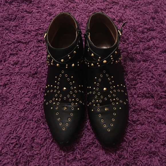 Black Studded Belted Booties