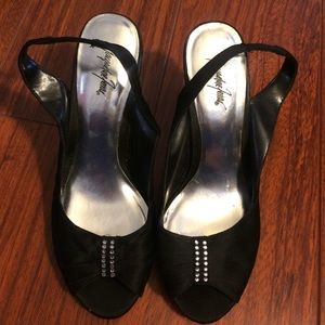 Black fabric heels