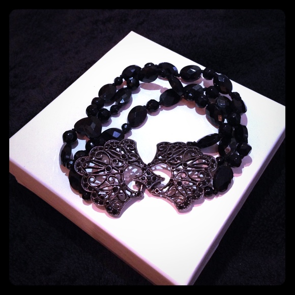 1920's inspired black beaded bracelet