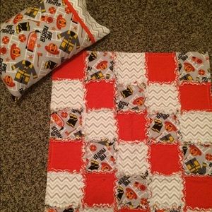 Handmade baby/toddler rag quilt and pillow set