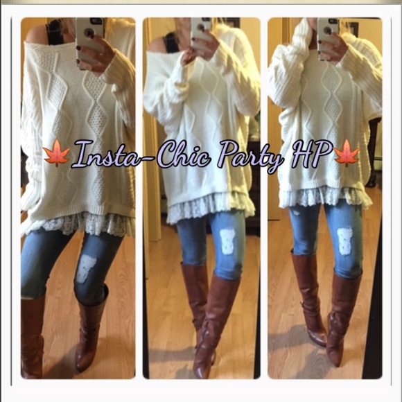 Tops - 💕HP💕Last one🍁Cream lace sweater 🍁