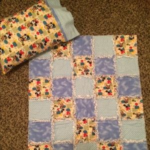 Handmade baby/toddler rag quilt and pillow set