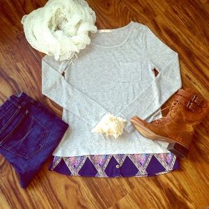 Gray top with shirt tail trim
