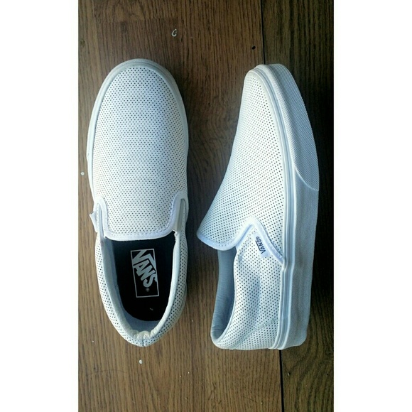 White slip on vans