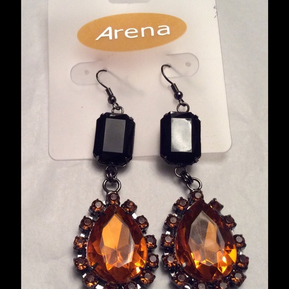 Nice orange and black hanging earrings - Picture 1 of 1