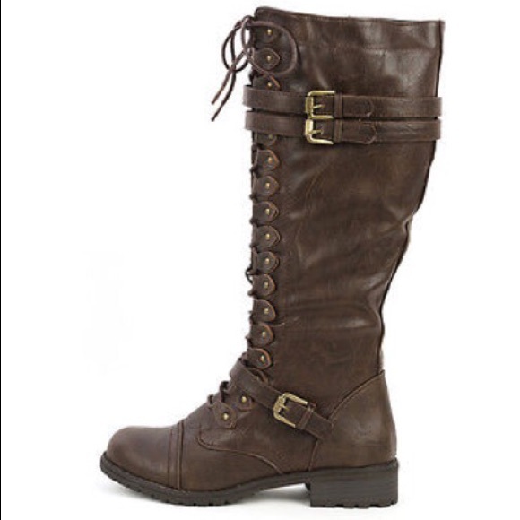 Brown Combat Boots Like New in Box 8 1/2