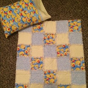 Handmade baby/toddler rag quilt and pillow set