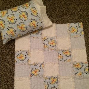 Handmade baby/toddler rag quilt and pillow set