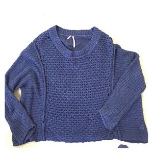 Free people cozy dark blue knit oversize sweater