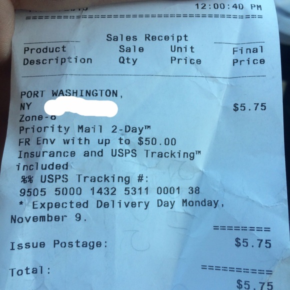 shipping receipt!