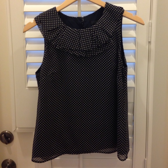 J.Crew Silk Navy Polka Dot Shell