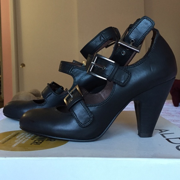 Strappy black heels