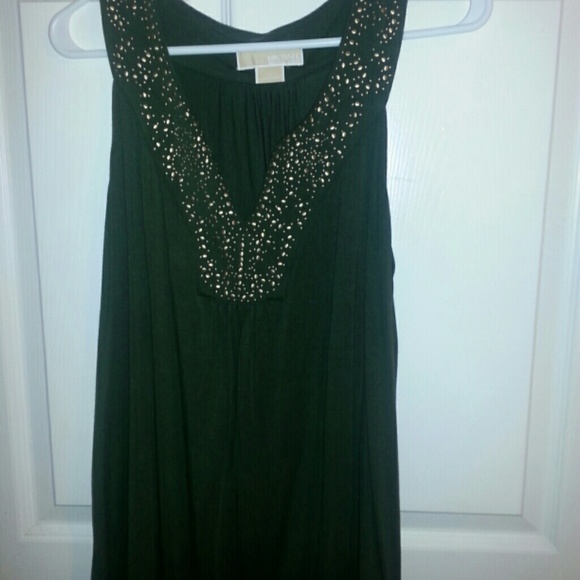 Green Michael Kors top with brass studs.