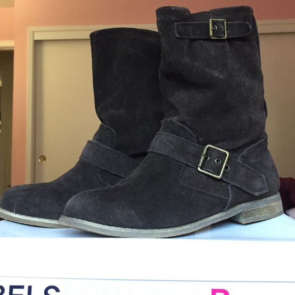 Brown suede boots