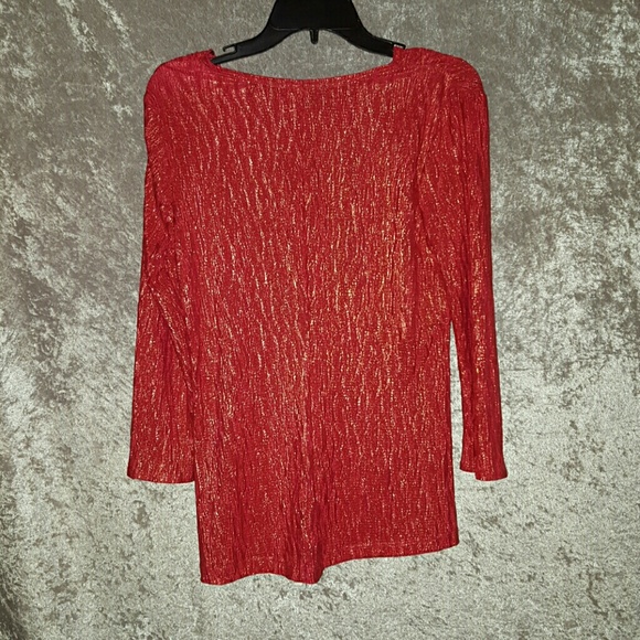 Red and gold shiny top. - Picture 3 of 3