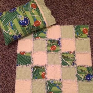 Handmade baby/toddler rag quilt and pillow set