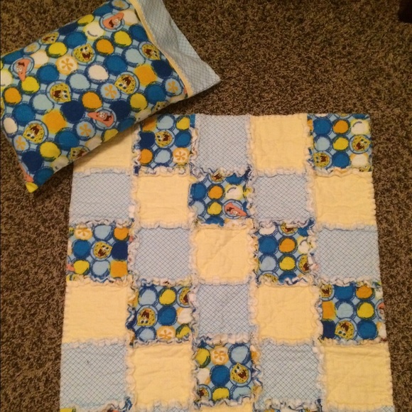 Handmade baby/toddler rag quilt and pillow set