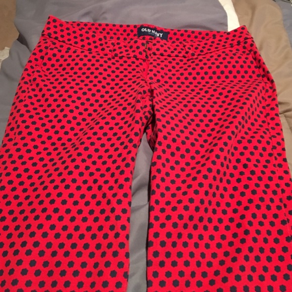 Old Navy red/dark blue pattern ankle pants