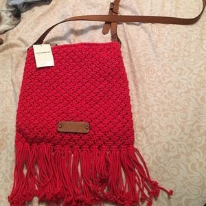 Red Lucky Brand Crocheted Crossbody