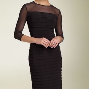 Adrianna Papell black pleated 3/4 sleeve dress