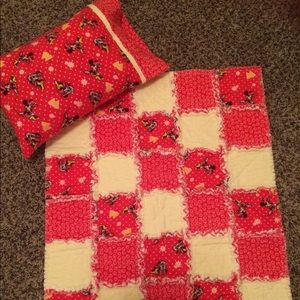 Handmade baby/toddler rag quilt and pillow set