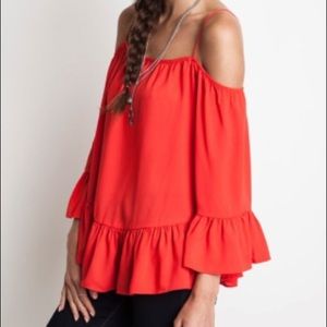 Umgee USA off the shoulder top in scarlet