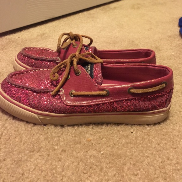 Hot pink sparkles sperries