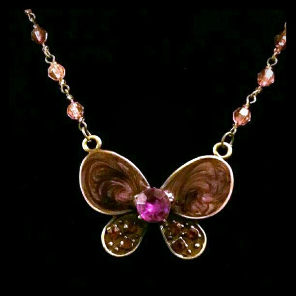 Purple butterfly necklace