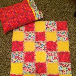 Handmade baby/toddler rag quilt and pillow set