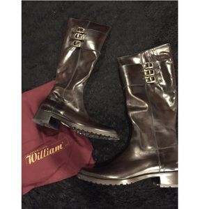 Dark brown leather boots