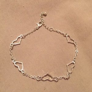Silver heart ankle bracelet