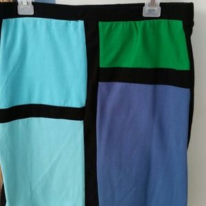 Mini skirt multi color blue/green, and pink/orange