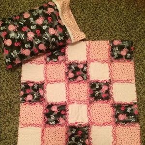 Handmade baby/toddler rag quilt and pillow set