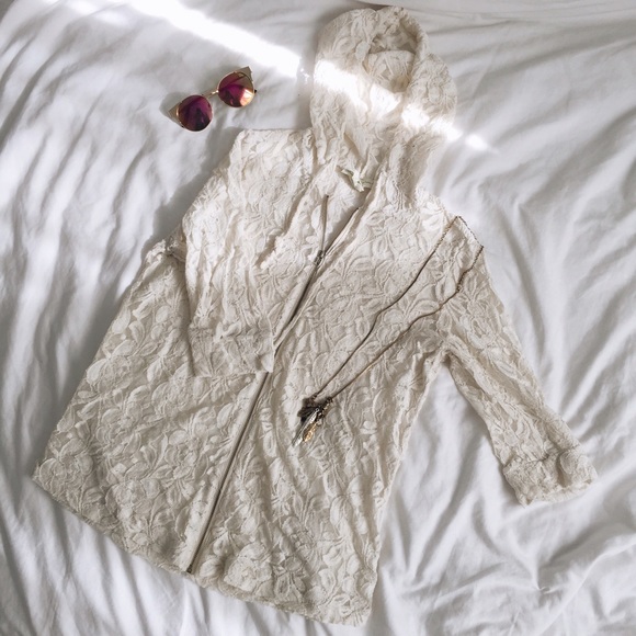 Cream lace hoodie