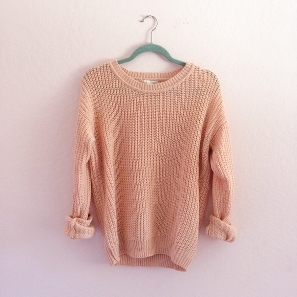 f21 peach knit sweater