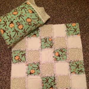 Handmade baby/toddler rag quilt and pillow set