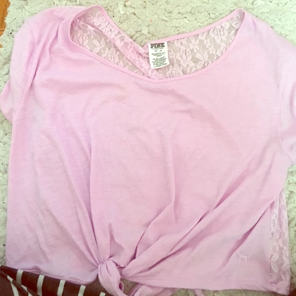Light purple crop shirt with lace in back