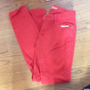 Red skinny jeans