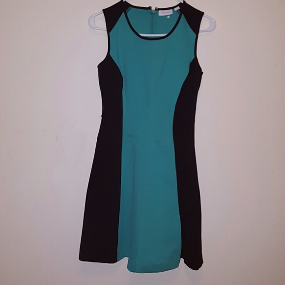 NY & Co. Green and black skater dress (no belt)