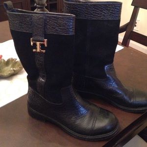 Tory Burch Corey mid calf flat boot.
