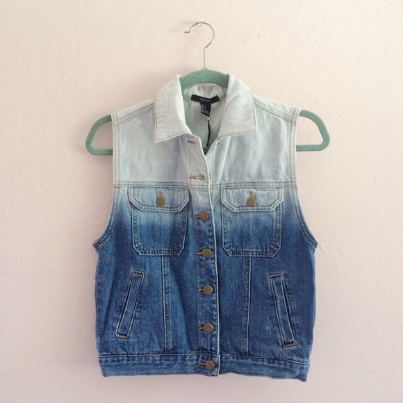 f21 ombré gradient denim boyfriend vest