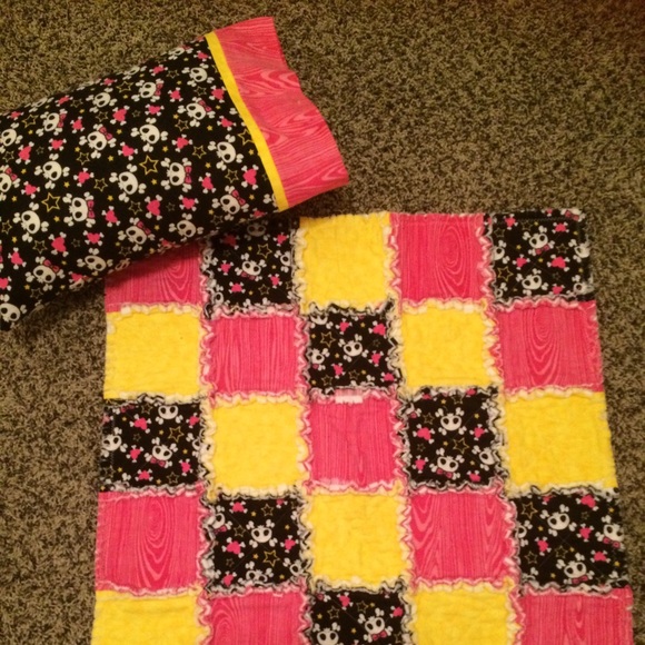 Other - Handmade baby/toddler rag quilt and pillow set