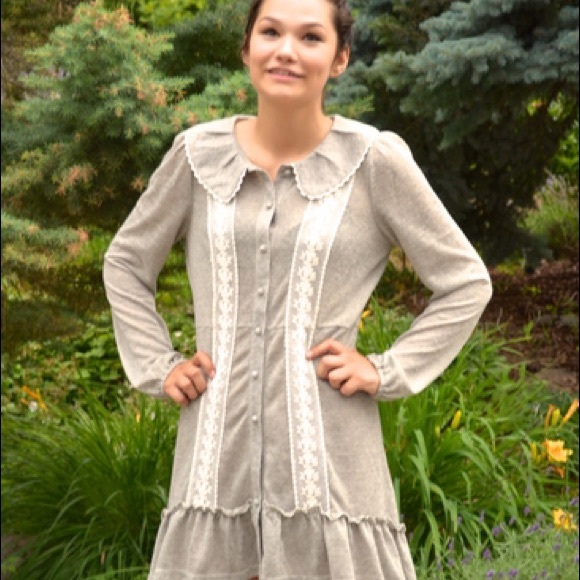 Sweet Feminine Designer Women's A'reve Grey Dress - Picture 2 of 4