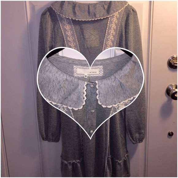 Sweet Feminine Designer Women's A'reve Grey Dress - Picture 3 of 4